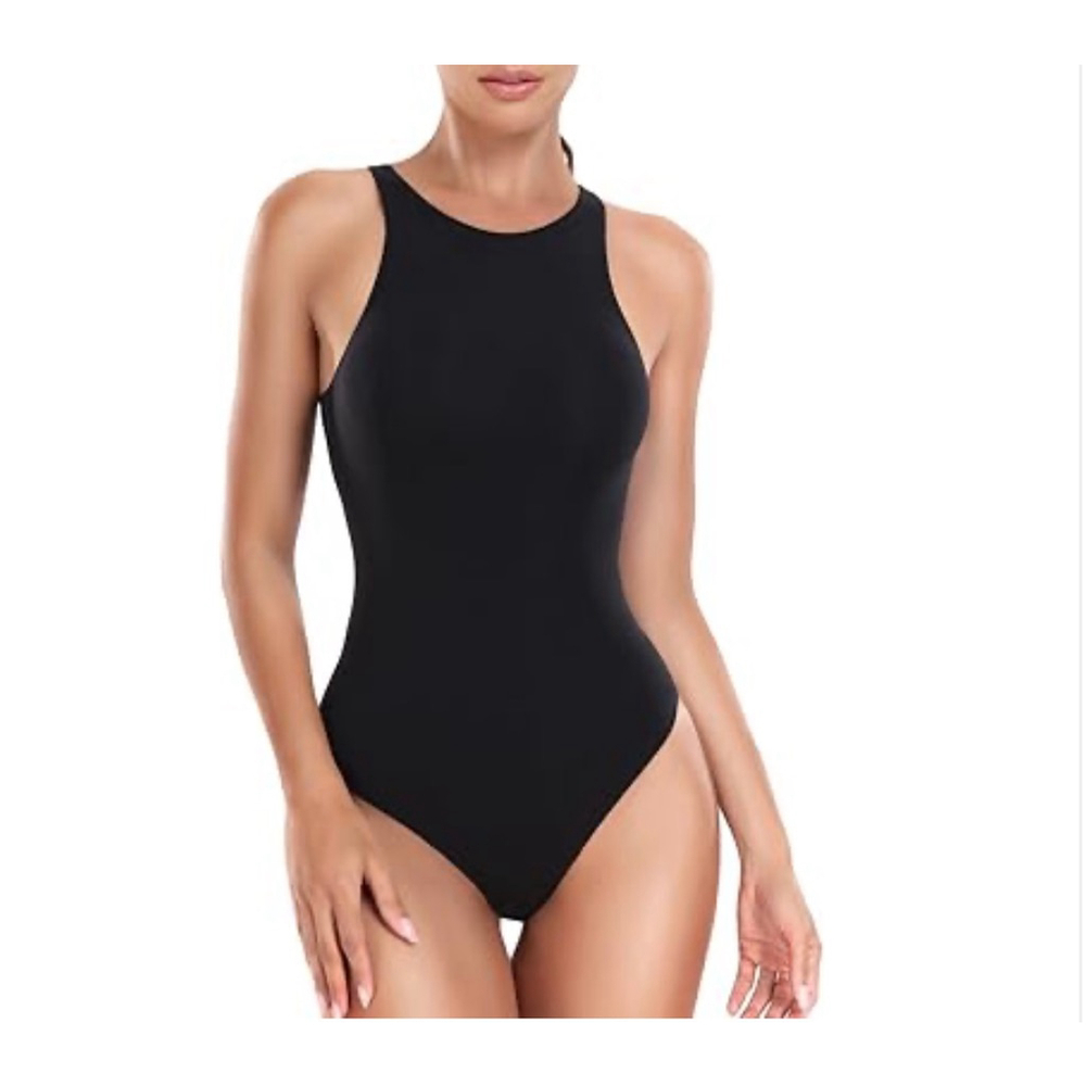 NEW Ultra Soft High Neck Racerback Thong Bodysuit S